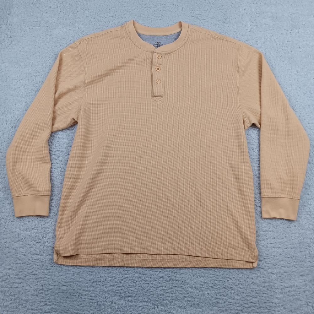 RedHead Henley Waffle Knit Men XL Tan Long Sleeve Thermal 2RHF11-123K
